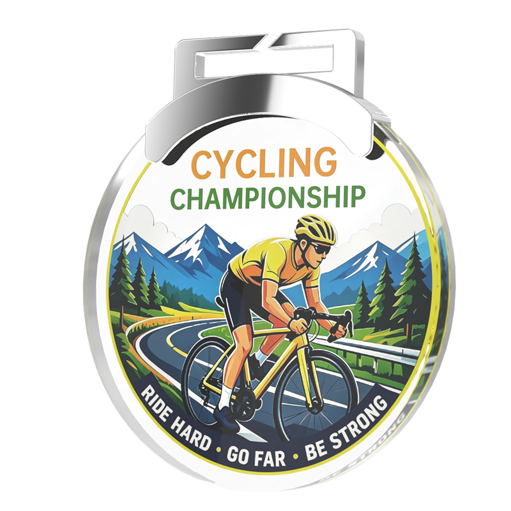 Custom Cycling Championship Acrylic Medal Detail Custom Cycling Championship Acrylic Medal Detail