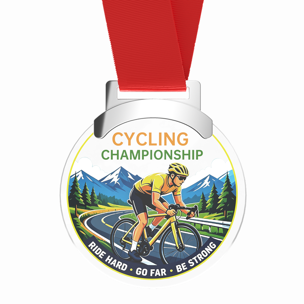 Custom Cycling Championship Acrylic Medal with Ribbon Custom Cycling Championship Acrylic Medal with Ribbon