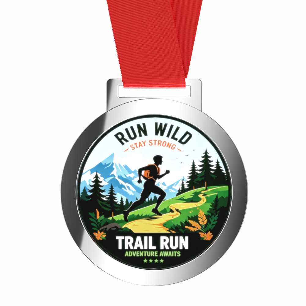 Custom Trail Run Acrylic Medal with Ribbon