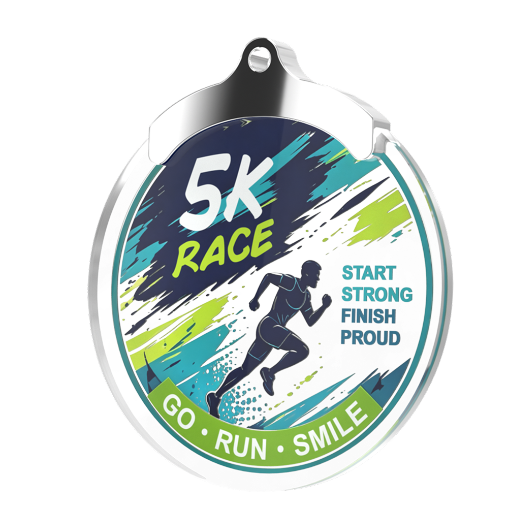 5K Race Finisher Acrylic Medal Detail