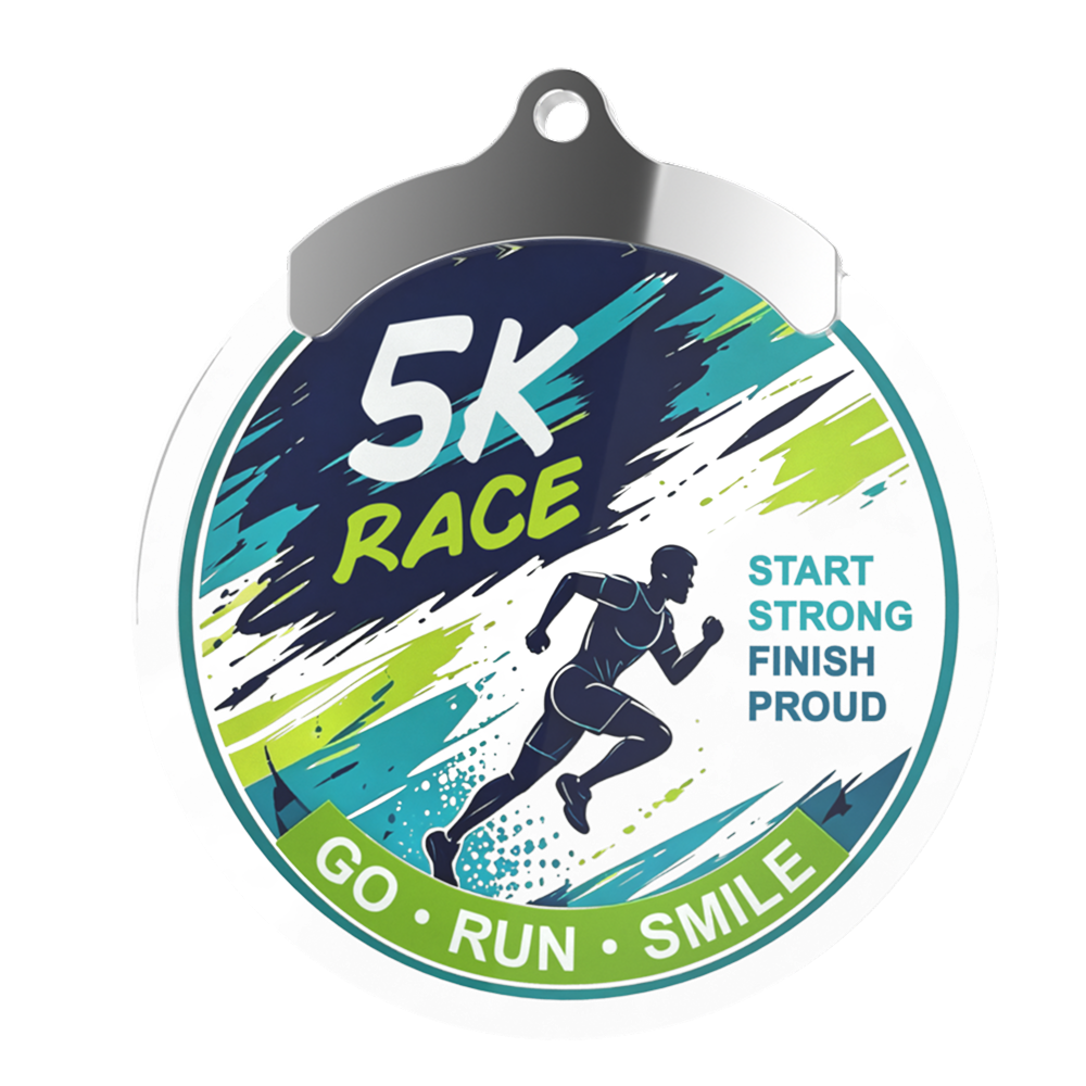5K Race Finisher Acrylic Medal Front