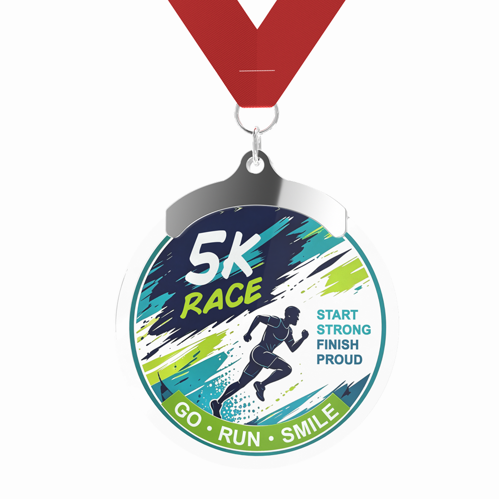 5K Race Finisher Acrylic Medal with Ribbon