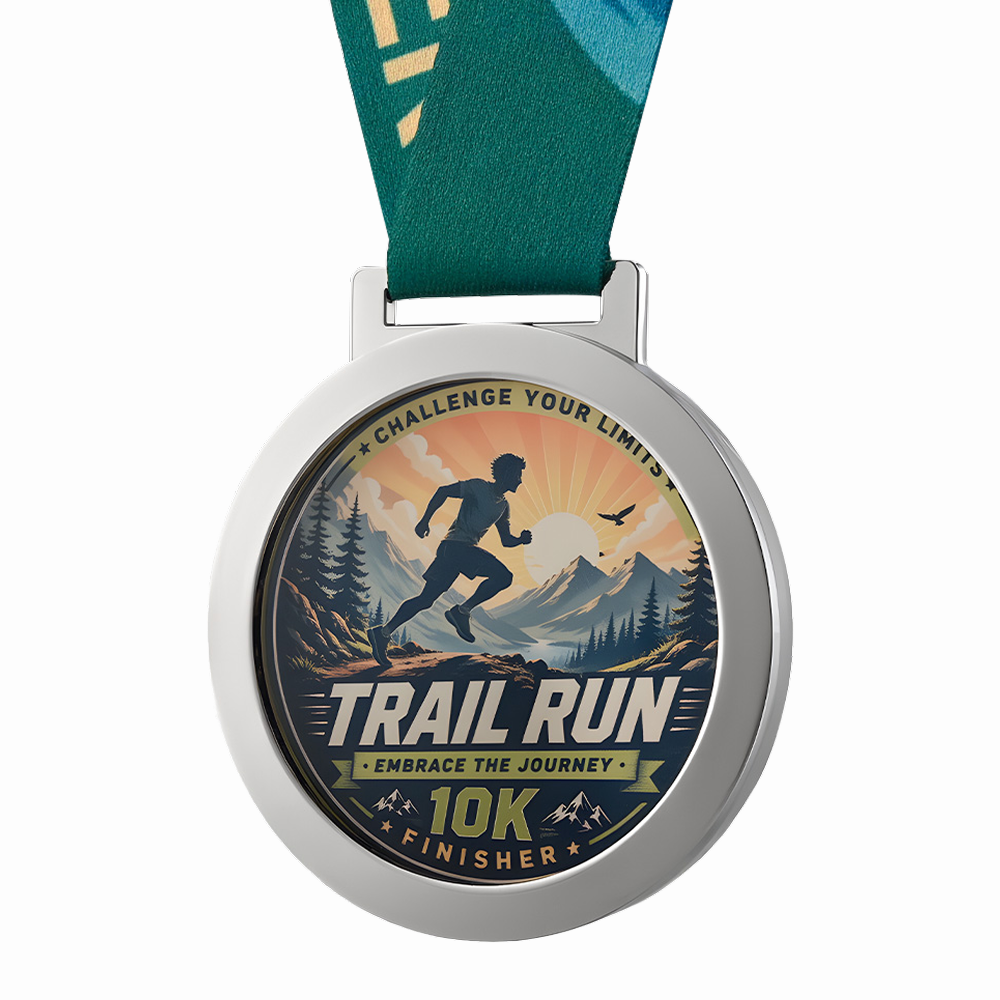 Custom 10K Trail Run Medals with Ribbon