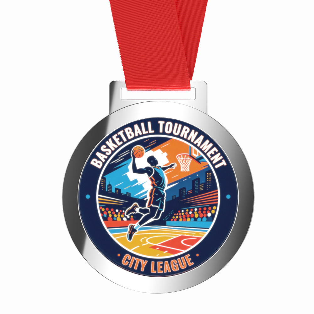 Custom Basketball Tournament Acrylic Medal with Ribbon Custom Basketball Tournament Acrylic Medal with Ribbon