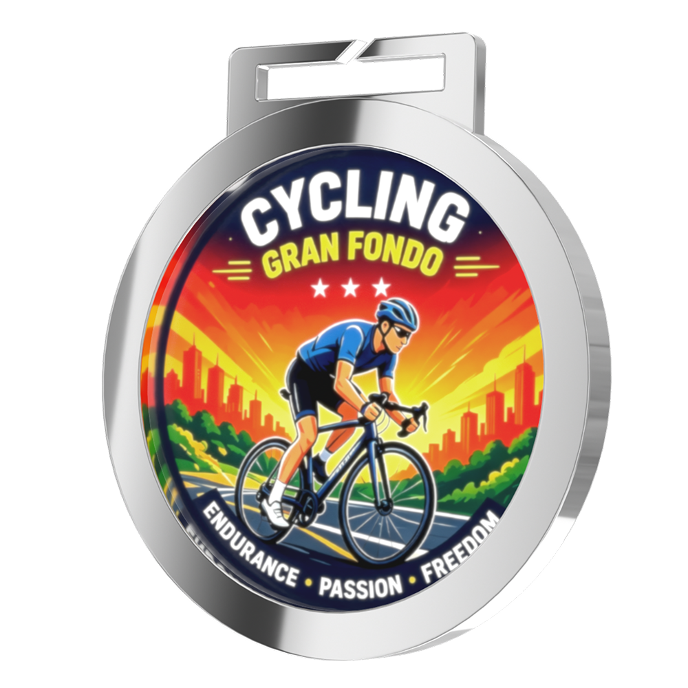 Custom Gran Fondo Cycling Medal Detail