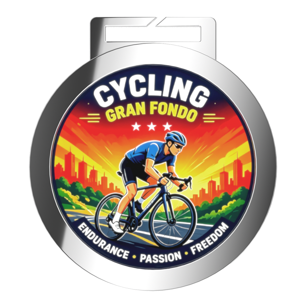 Custom Gran Fondo Cycling Medal Front