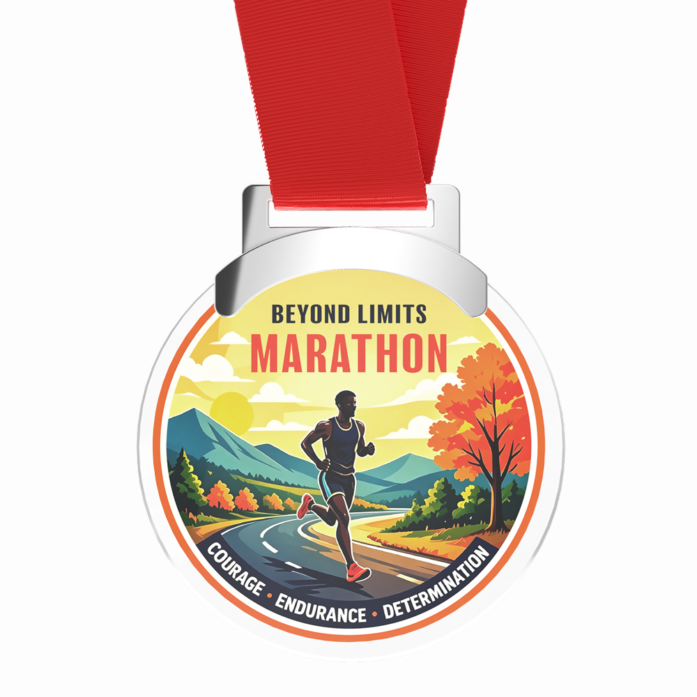 Custom Marathon Finisher Acrylic Medal with Ribbon