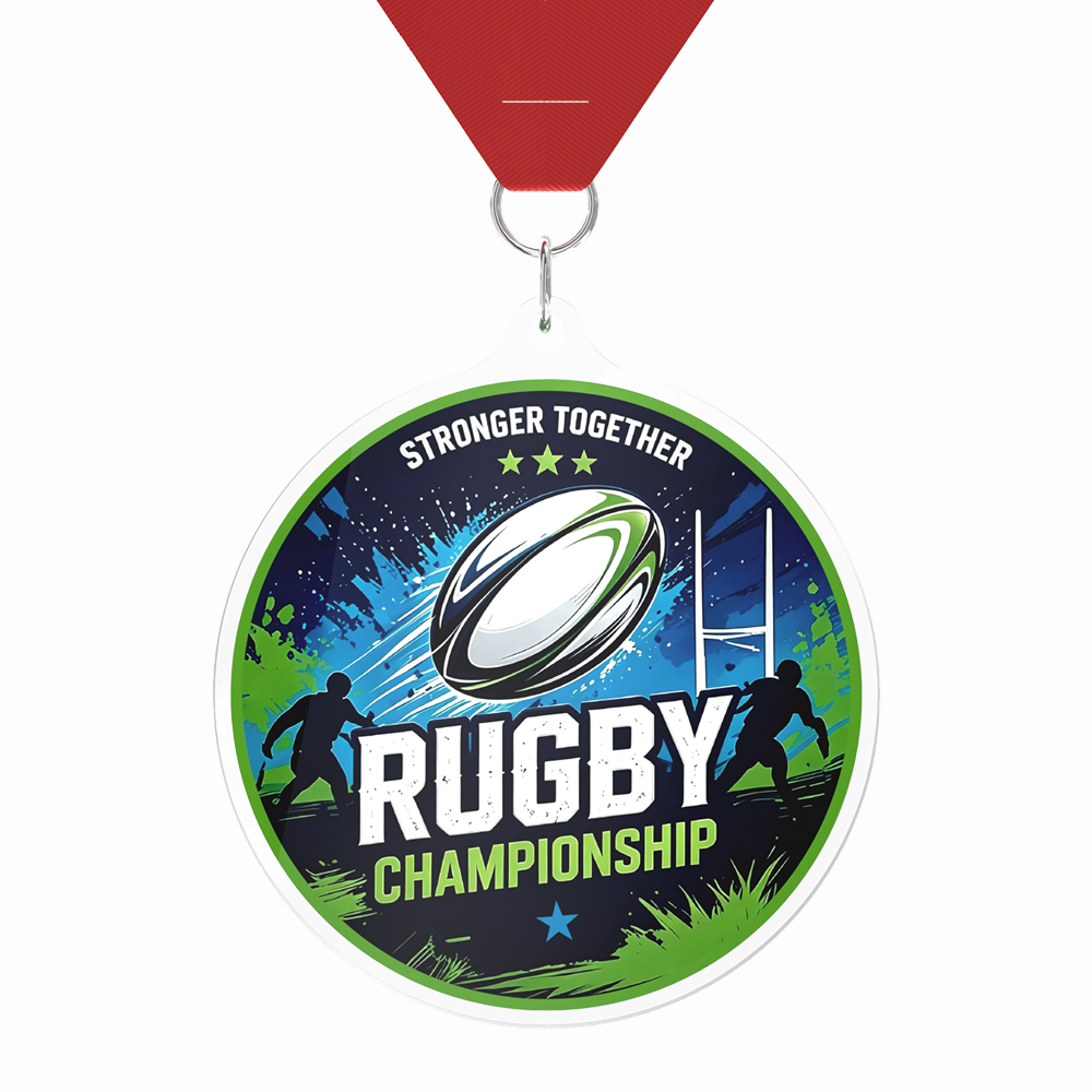 Custom Rugby Championship Medal with Ribbon