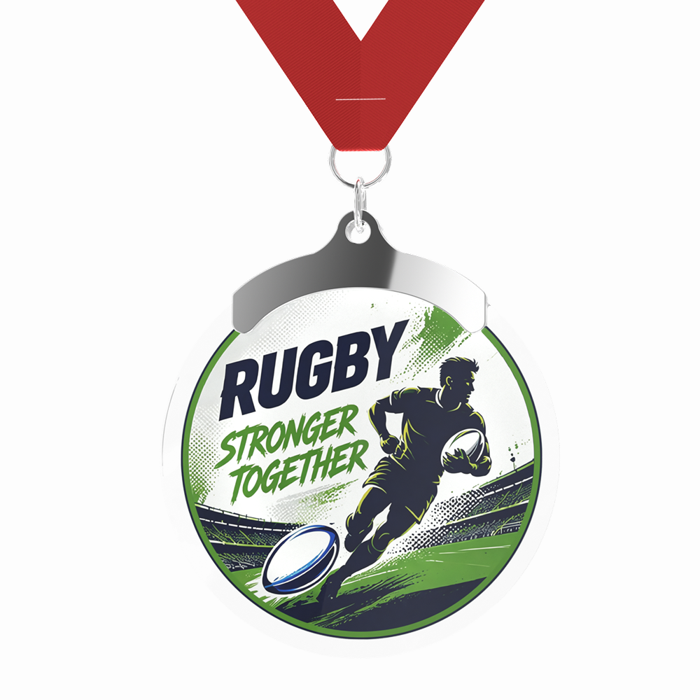 Custom Rugby Tournament & Team Medals with Ribbon Custom Rugby Tournament & Team Medals with Ribbon