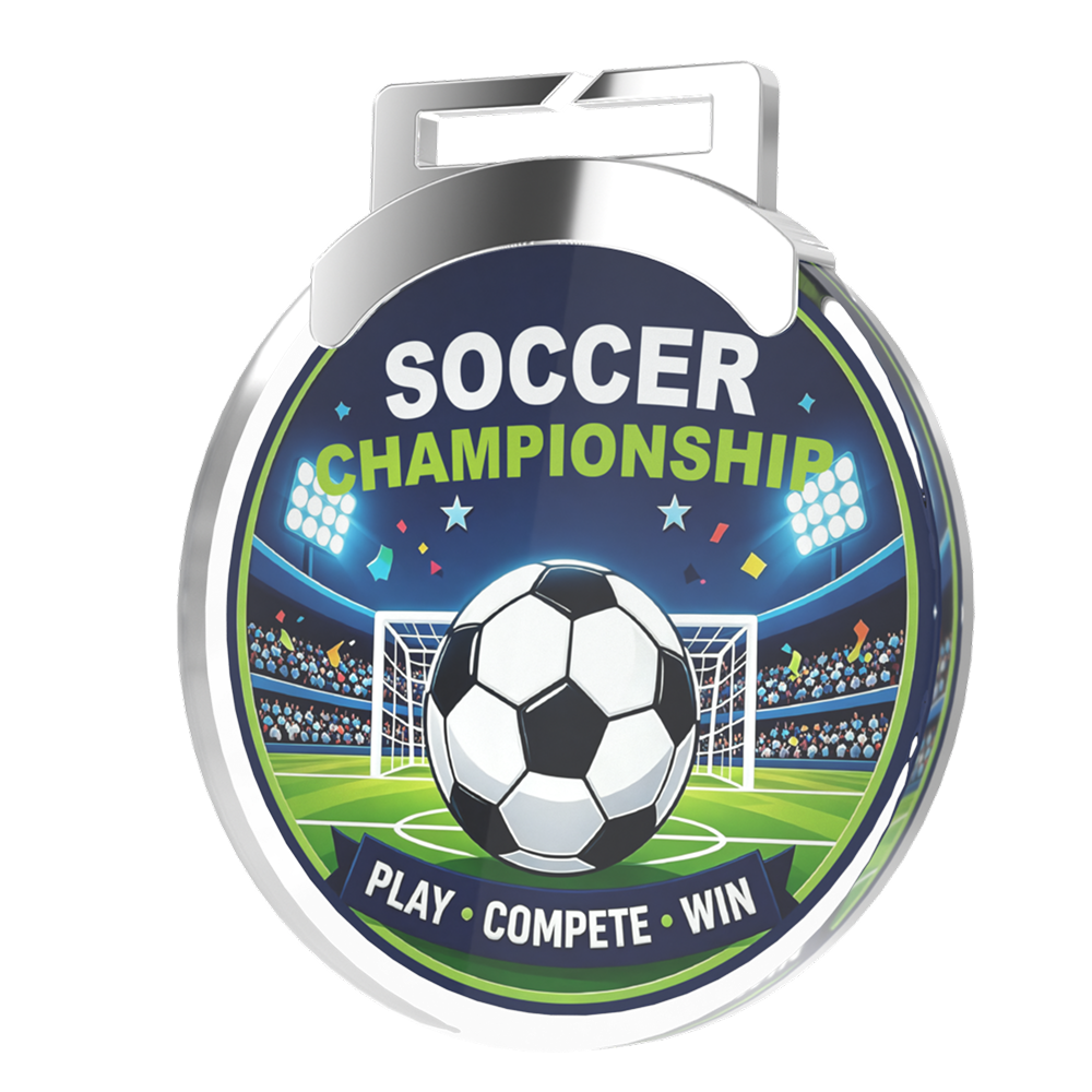 Custom Soccer Championship Acrylic Medal Detail