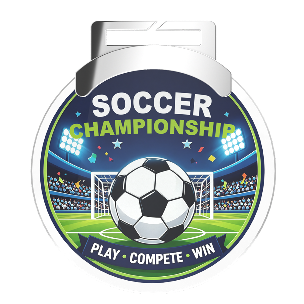 Custom Soccer Championship Acrylic Medal Front