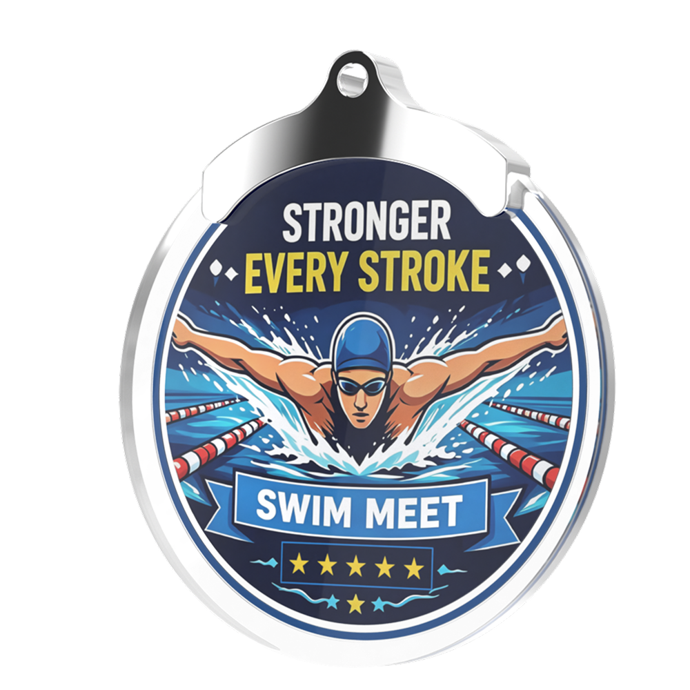 Custom Swim Meet Acrylic Medal Detail