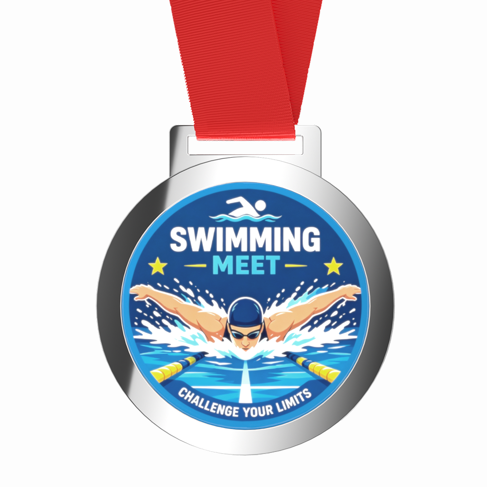 Custom Swimming Meet Acrylic Medal with Ribbon Custom Swimming Meet Acrylic Medal with Ribbon