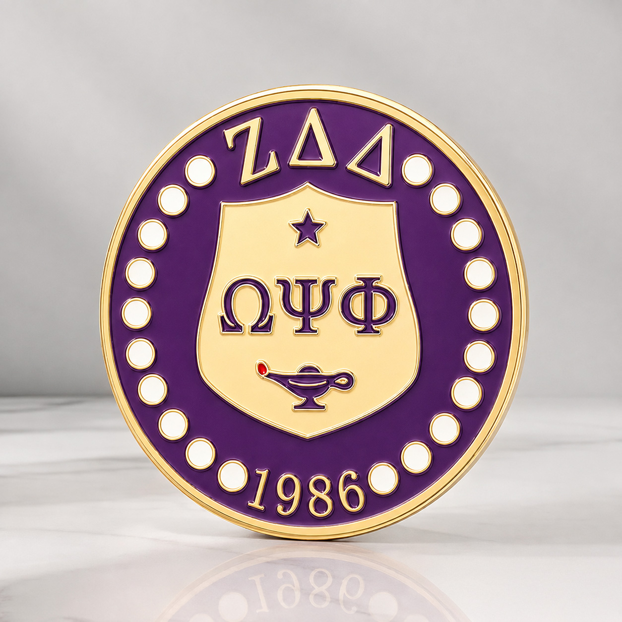 Hard Enamel Beaded Rim Round Fraternity Pin