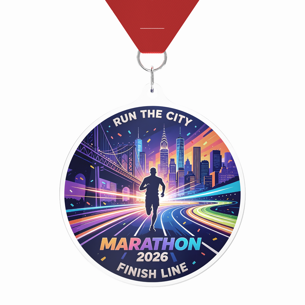 Marathon Finisher Acrylic Medal with Ribbon Marathon Finisher Acrylic Medal with Ribbon