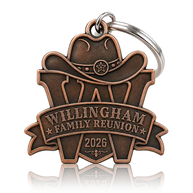 antique copper keychain for family reunion