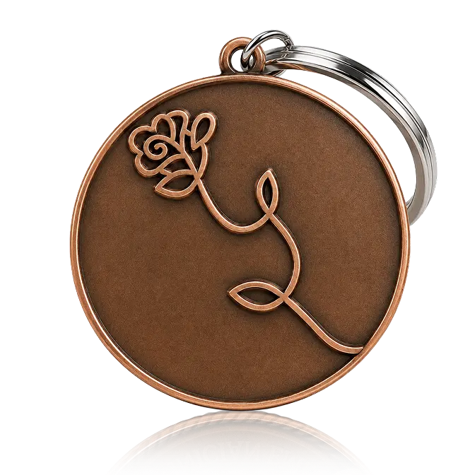 antique copper metal key ring for flower