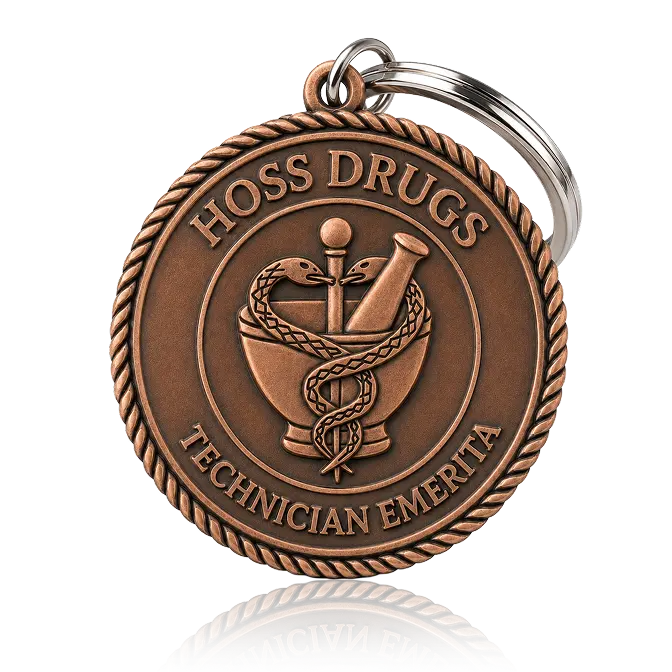 Antique Copper Keychain for Technician Emerita
