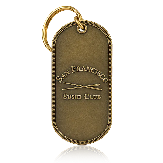 club die struck key ring with antique gold