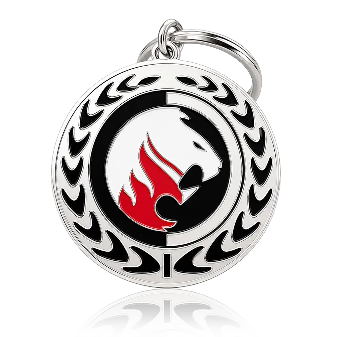 Leopard logo keychain with shiney silver