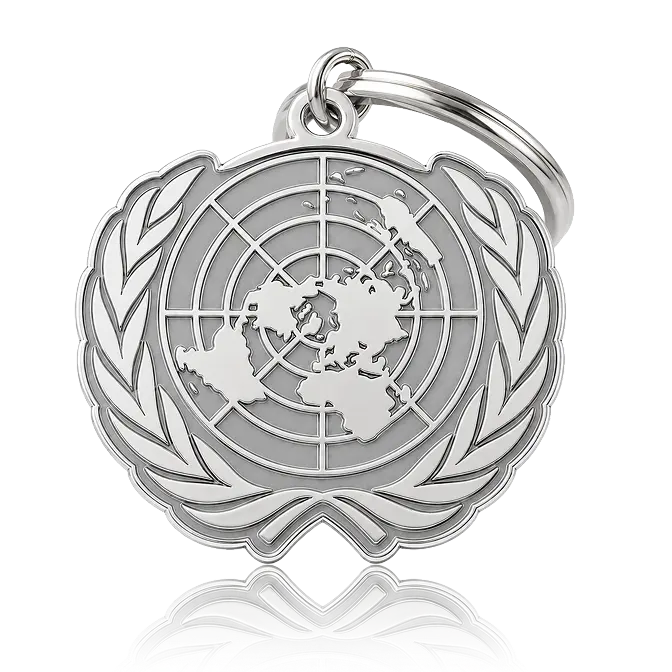 Map Shiney Sliver Keychain with Sandblast