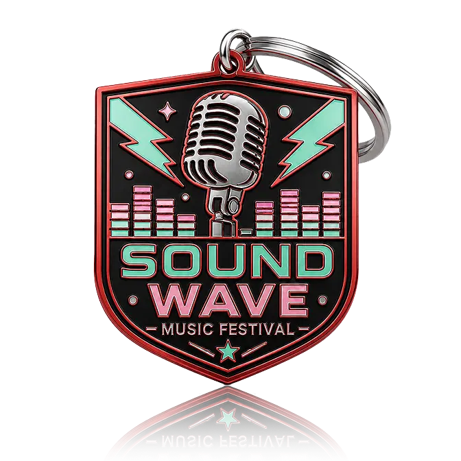 Music Festival Soft Enamel Keychain with dye red