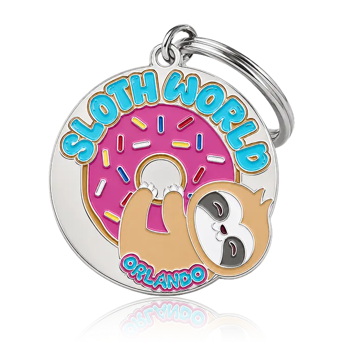 Dessert shop logo enamel key ring with shiney silver