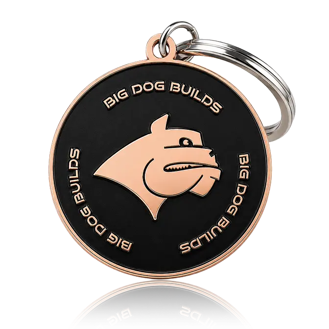 hard enamel brand keychain with shiney copper