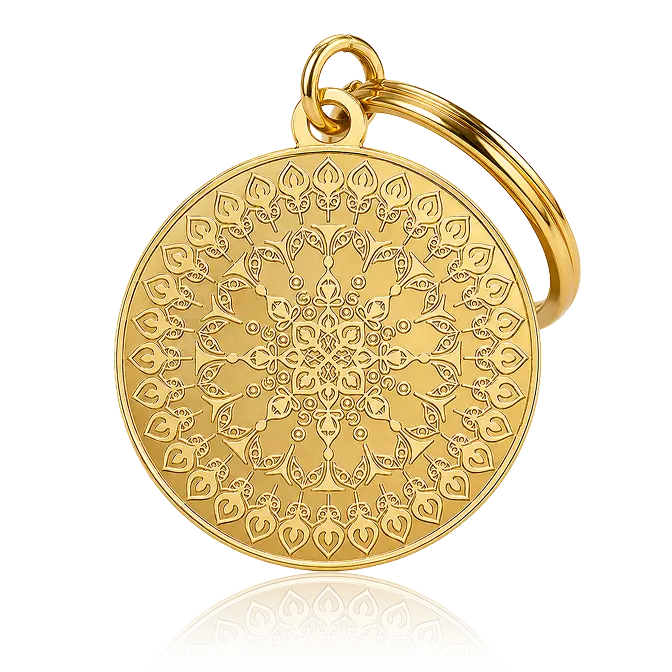 Totem texture design shiny gold sandblast keychain