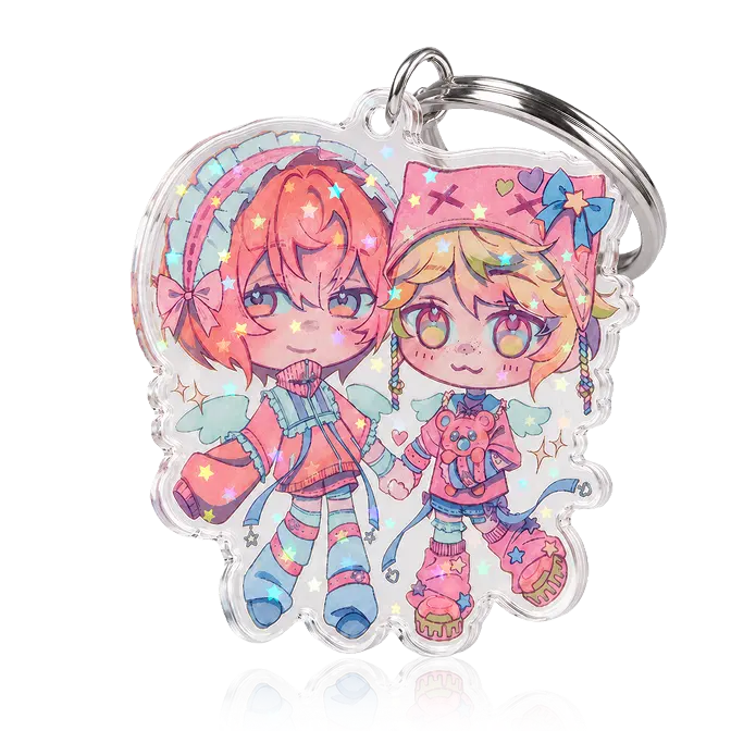 anime holographic star arcylic key chain