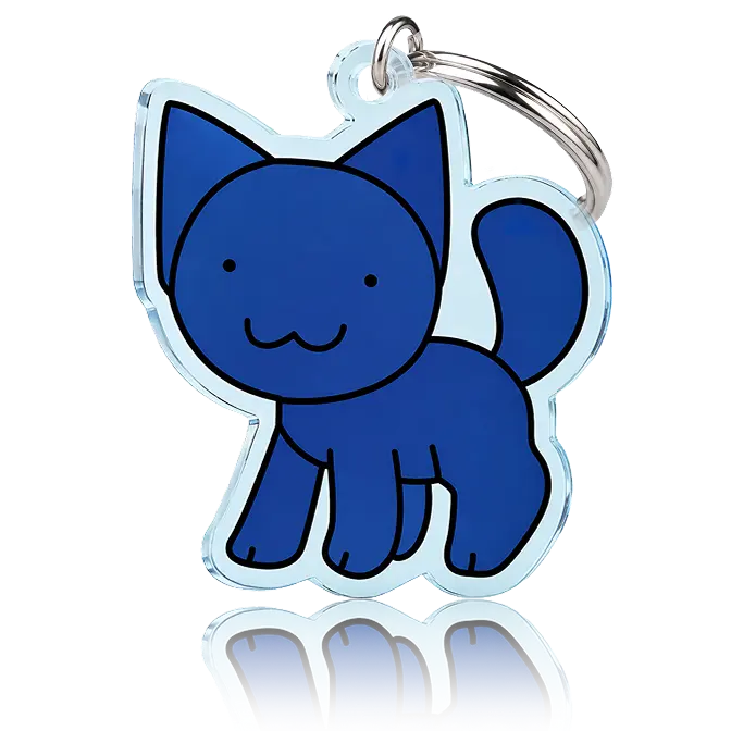 blue transparent acrylic keychain for cat