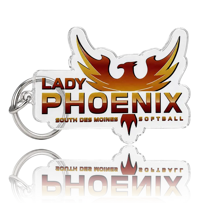 softball keychain with clear acrylic