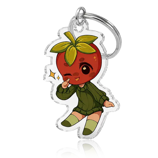 tomato key chain with clear acrylic