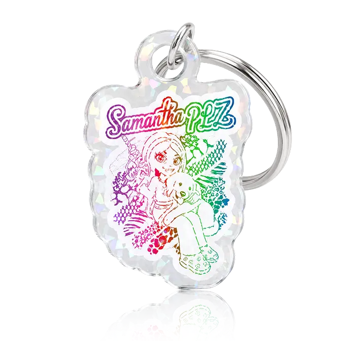 holographic shard arcylic key chain
