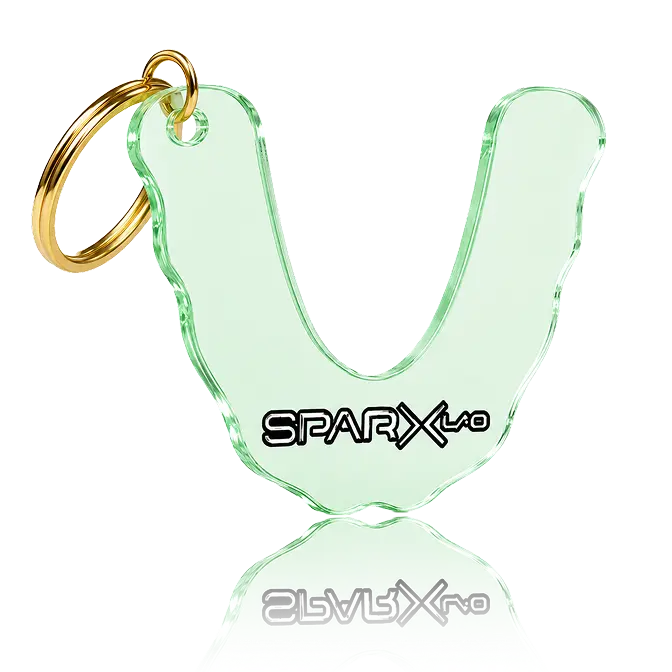 logo keychain with green transparent acrylic