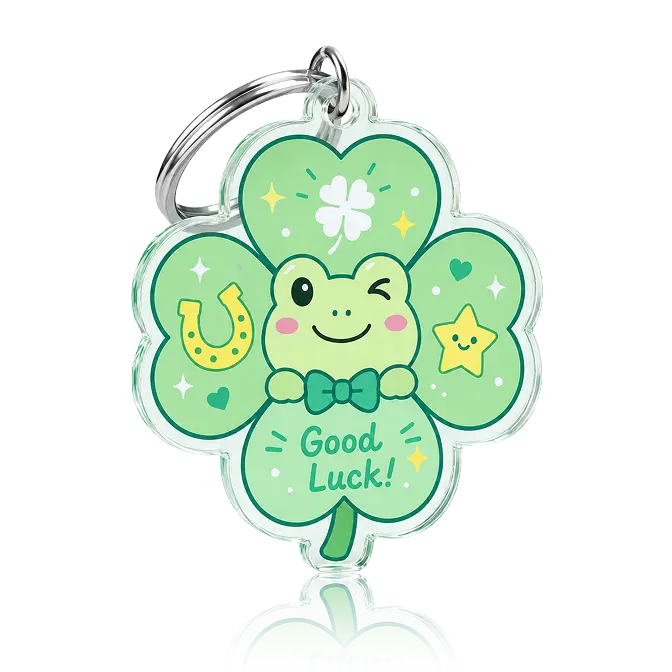 Four-leaf clover keychain with green transparent acrylic