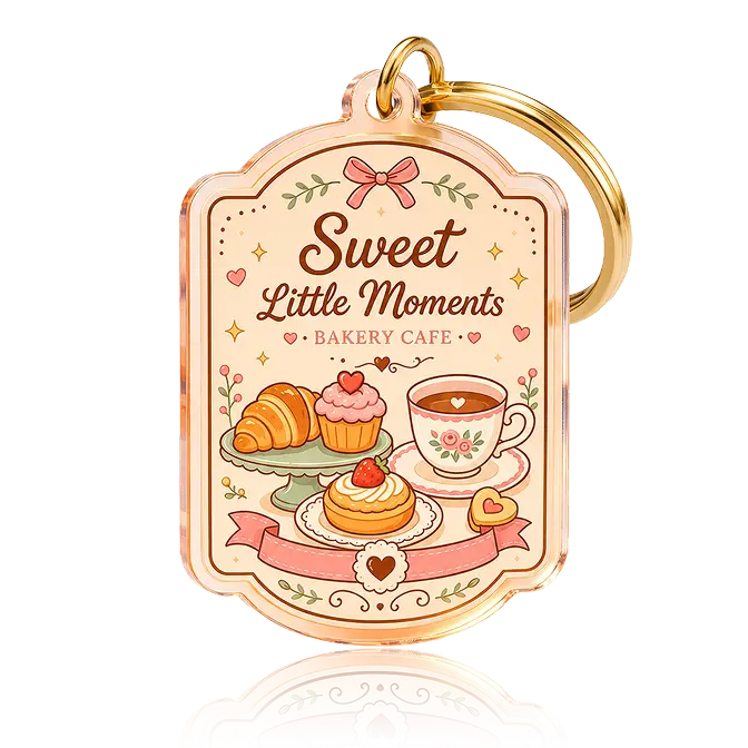 Orange transparent acrylic key ring for anime food