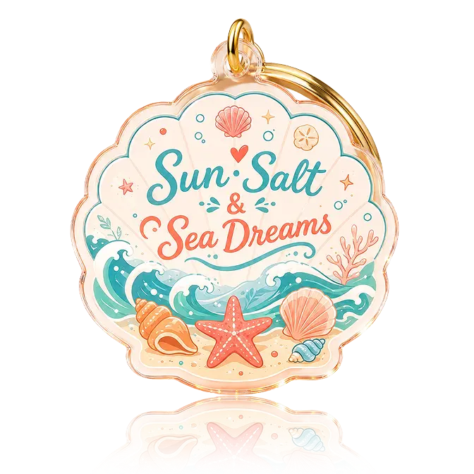 Orange transparent acrylic key chain for sea dream 