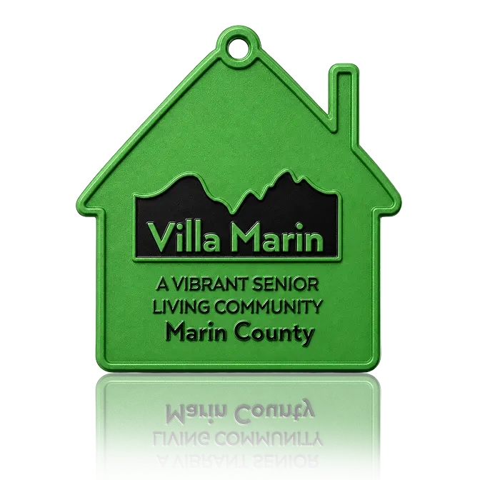 real estate company personalized keychain with dye green finish