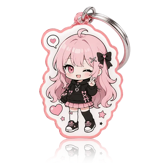 red transparent acrylic keyring for girl