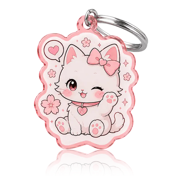 red transparent acrylic key ring for magic cat