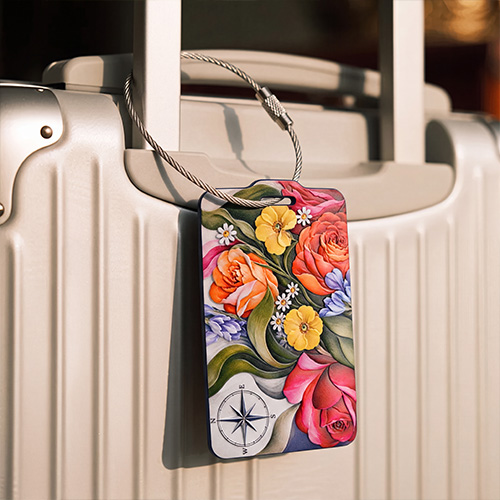Floral Compass Travel Luggage Tag