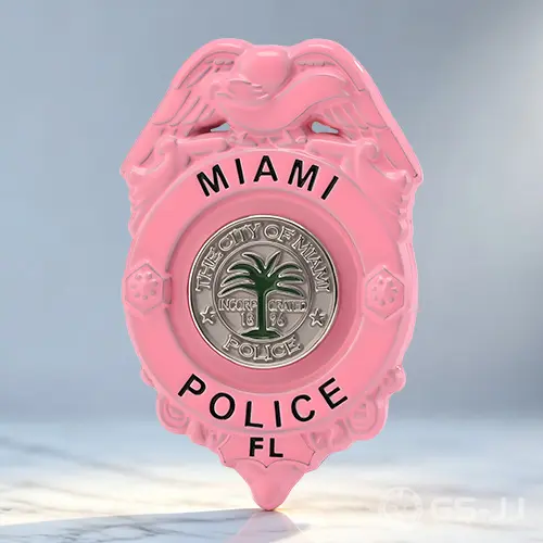 Pink Miami Police Shield Pin Badge Pink Miami Police Shield Pin Badge