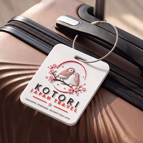 Sakura Couple Birds Custom Soft PVC Luggage Tags
