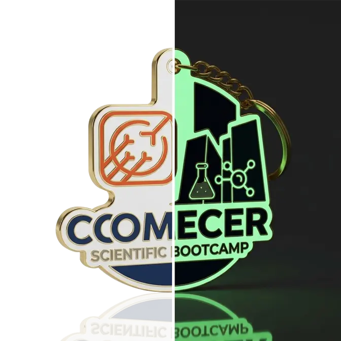 camp acrylic keychain with glow in the dark