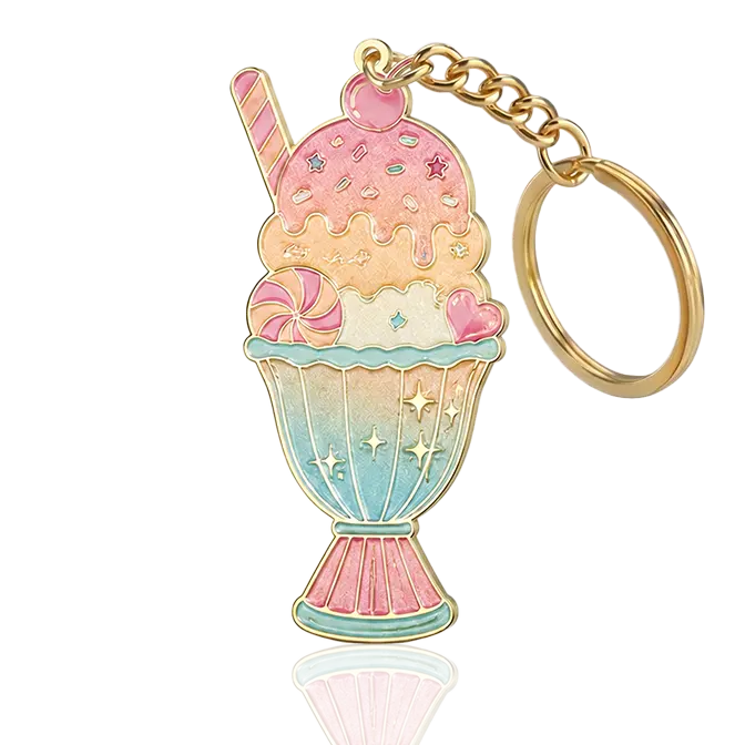 ice cream soft enamel keyring with gradient pearlized