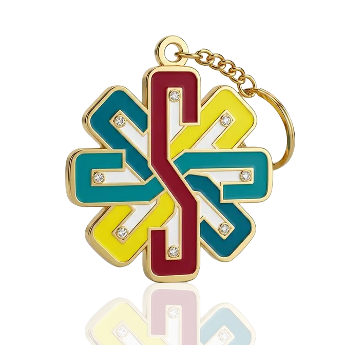 organization logo key chain with rhinestone