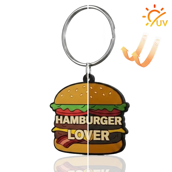 UV light transformation keychain for hamburger