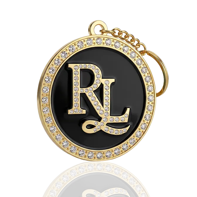 RL enamel key ring with rhinestone