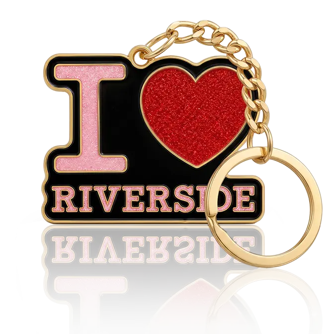 Love enamel key chain with gillter